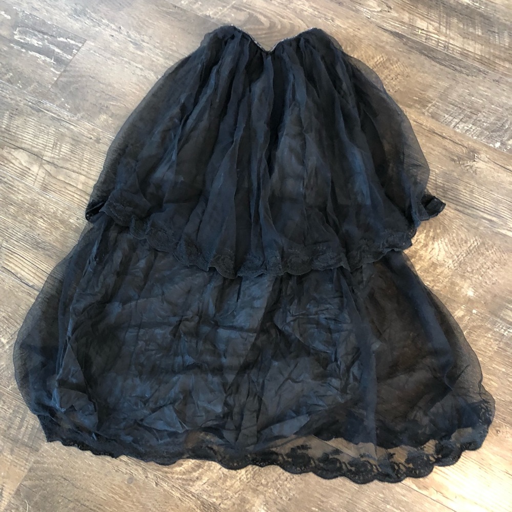 EUC Vintage 90’s Size Small Homemade Goth Black Lace Layered Long Skirt